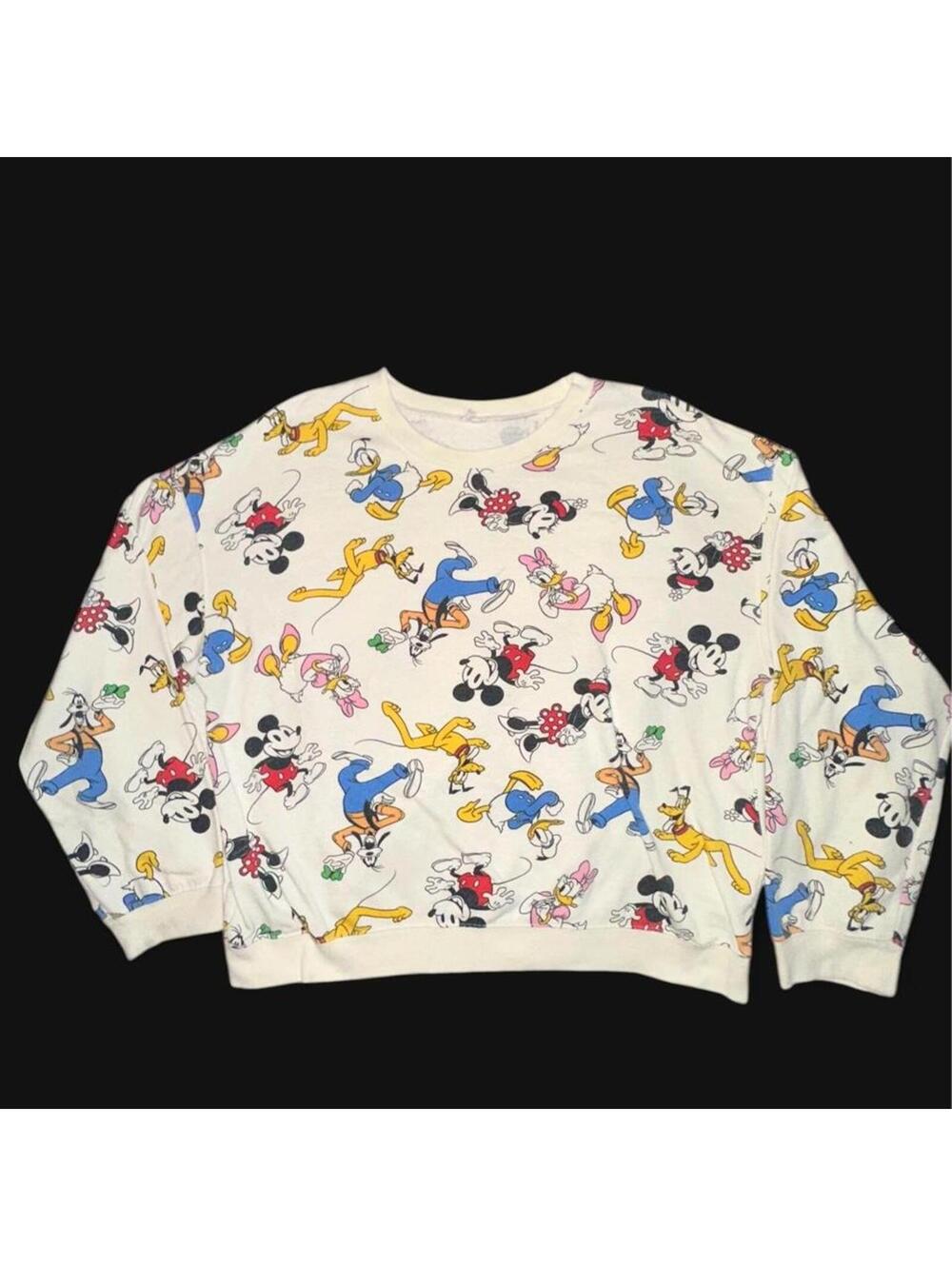 Disney All-Over Print Character Sweatshirt – Oversized Vintage Style Crewneck